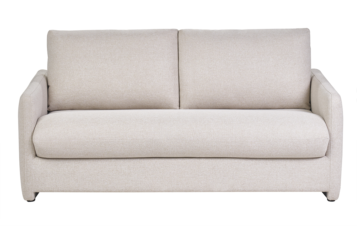 Sof cama de 2 plazas en tela beige PAULIN