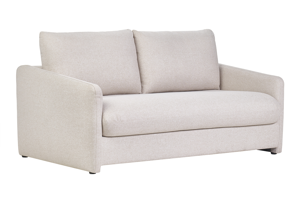Sof cama de 2 plazas en tela beige PAULIN