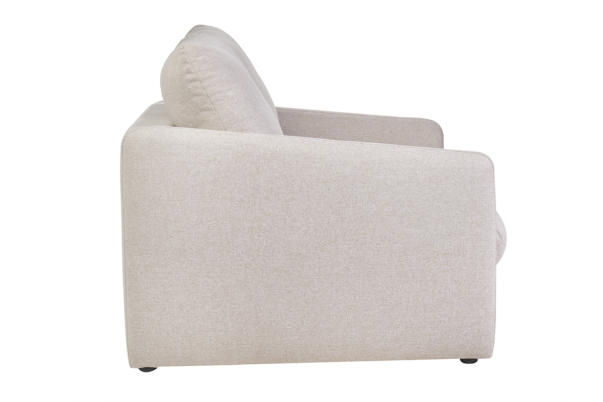 Sof cama de 2 plazas en tela beige PAULIN