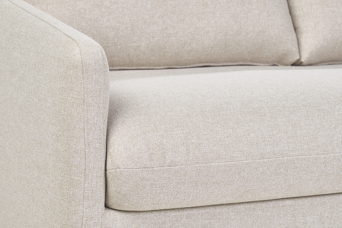 Sof cama de 2 plazas en tela beige PAULIN