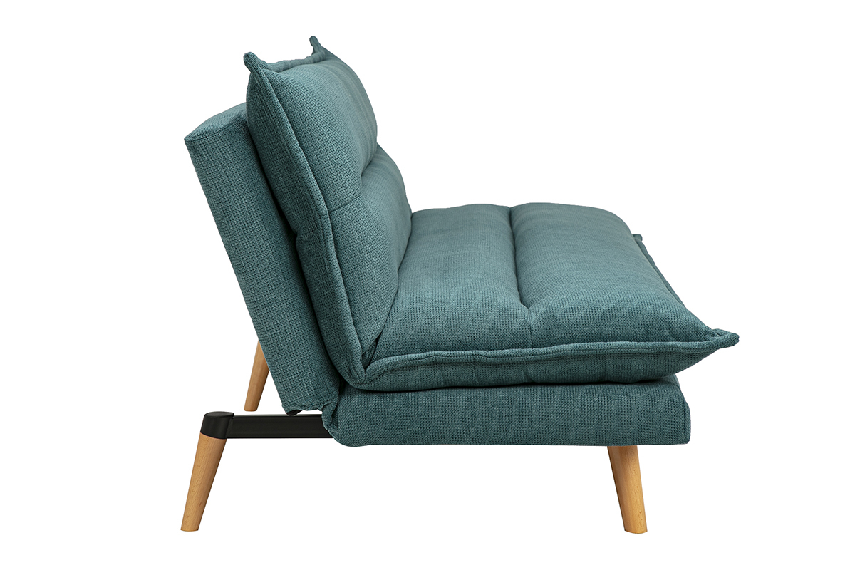 Sof� cama de 3 plazas en tejido chenilla texturado celad�n y madera clara BINGO