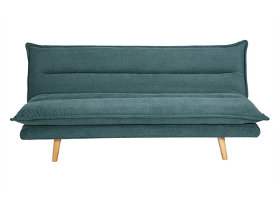 Sofá cama de 3 plazas en tejido chenilla texturado celadón y madera clara BINGO
