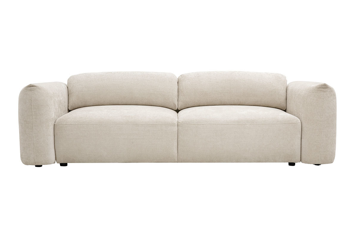 Sof� cama de 4 plazas con arc�n en tela de terciopelo chenilla beige SWELL