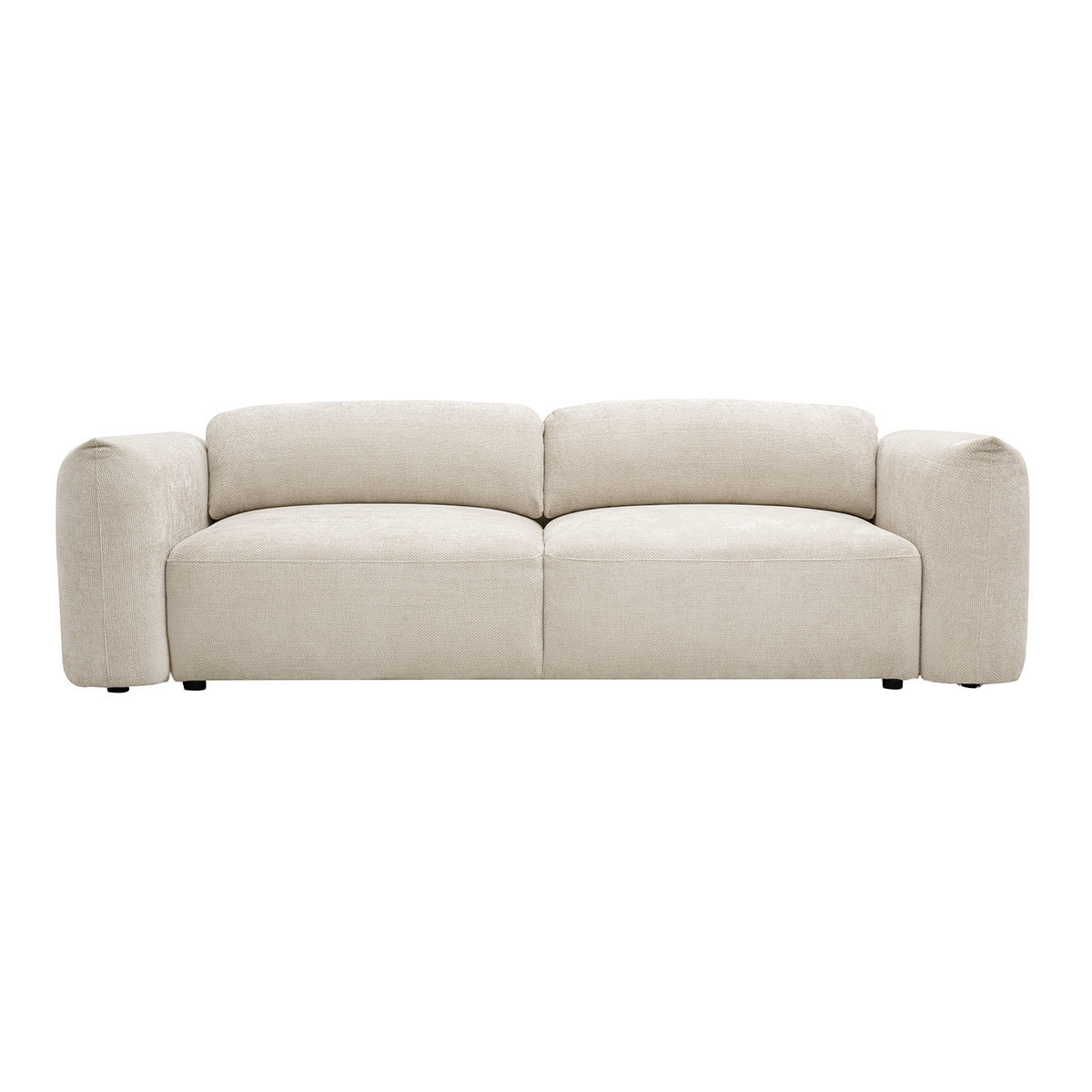 Sofá cama de 4 plazas con arcón en tela de terciopelo chenilla beige SWELL