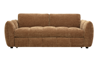 Sof&aacute; cama de dise&ntilde;o de 3 plazas en tejido efecto terciopelo texturizado color tierra quemada WONDER