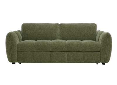 Sof&aacute; cama de dise&ntilde;o de 3 plazas en tejido efecto terciopelo texturizado verde caqui WONDER