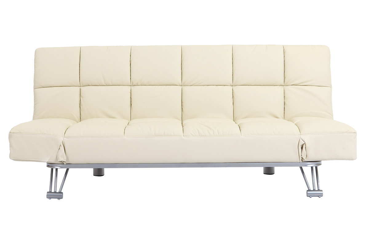 Sof cama de piel 3 plazas color beige MANHATTAN