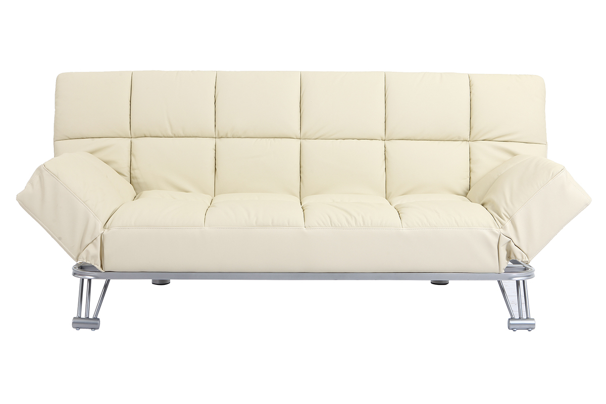 Sof cama de piel 3 plazas color beige MANHATTAN
