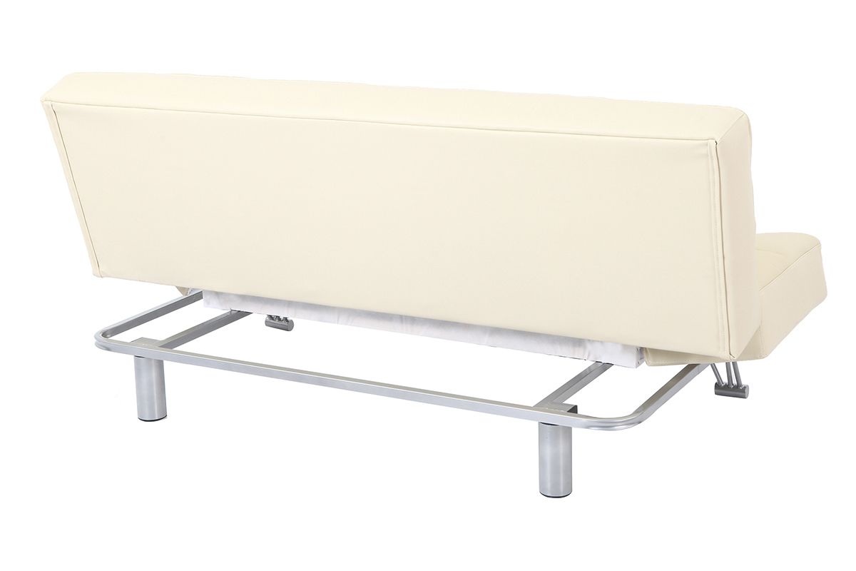 Sof cama de piel 3 plazas color beige MANHATTAN