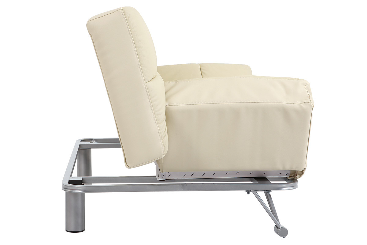 Sof cama de piel 3 plazas color beige MANHATTAN