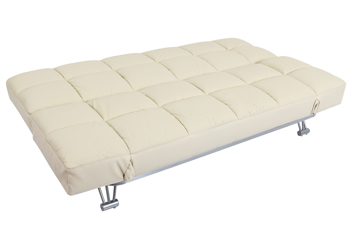 Sof cama de piel 3 plazas color beige MANHATTAN