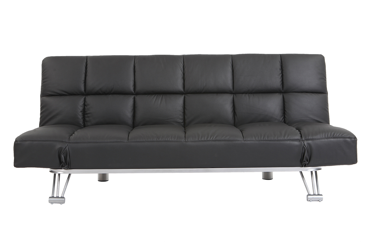 Sof cama de piel 3 plazas color negro MANHATTAN