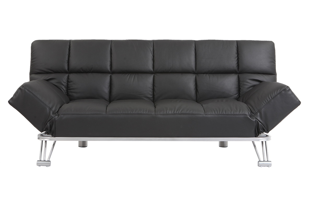 Sof cama de piel 3 plazas color negro MANHATTAN