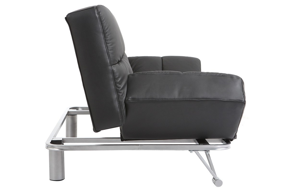 Sof cama de piel 3 plazas color negro MANHATTAN