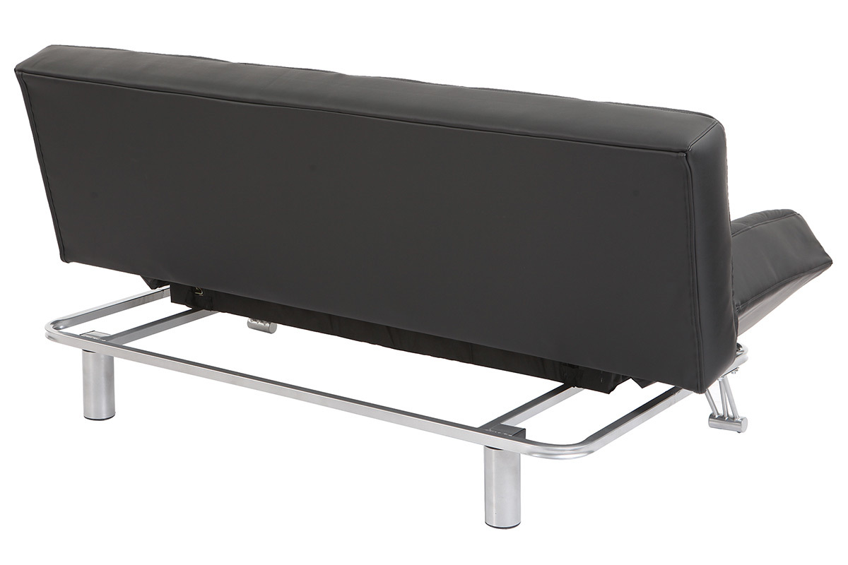 Sof cama de piel 3 plazas color negro MANHATTAN