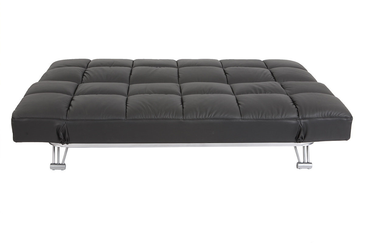Sof cama de piel 3 plazas color negro MANHATTAN