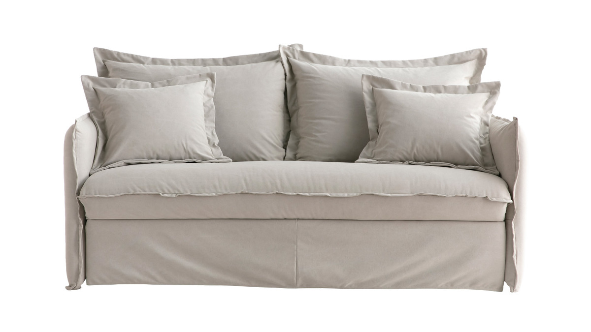 Sofá cama desenfundable de algodón beige ALDO