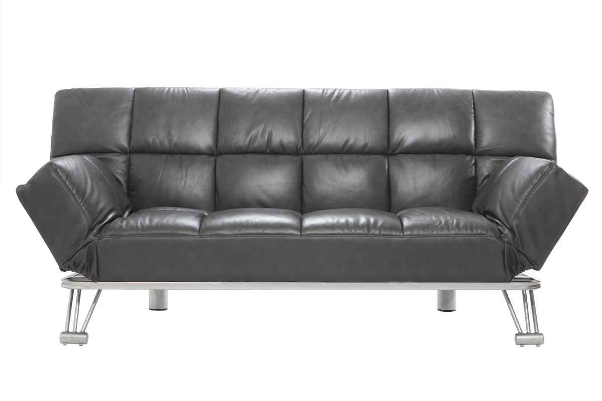 Sof cama diseo en cuero de vaca gris MANHATTAN