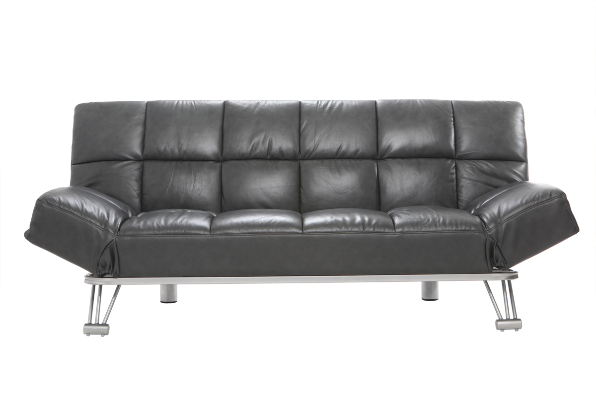 Sof cama diseo en cuero de vaca gris MANHATTAN