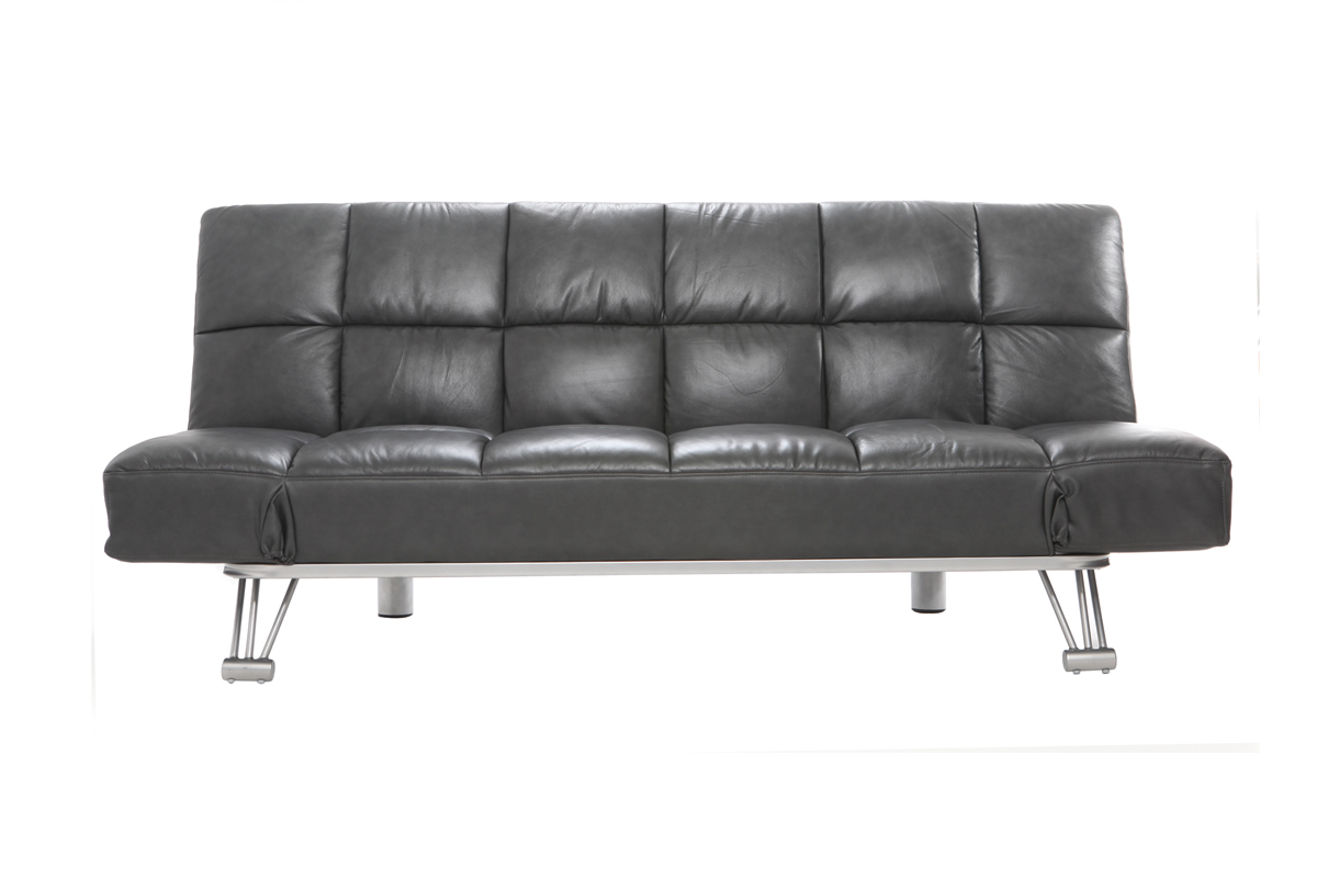 Sof cama diseo en cuero de vaca gris MANHATTAN