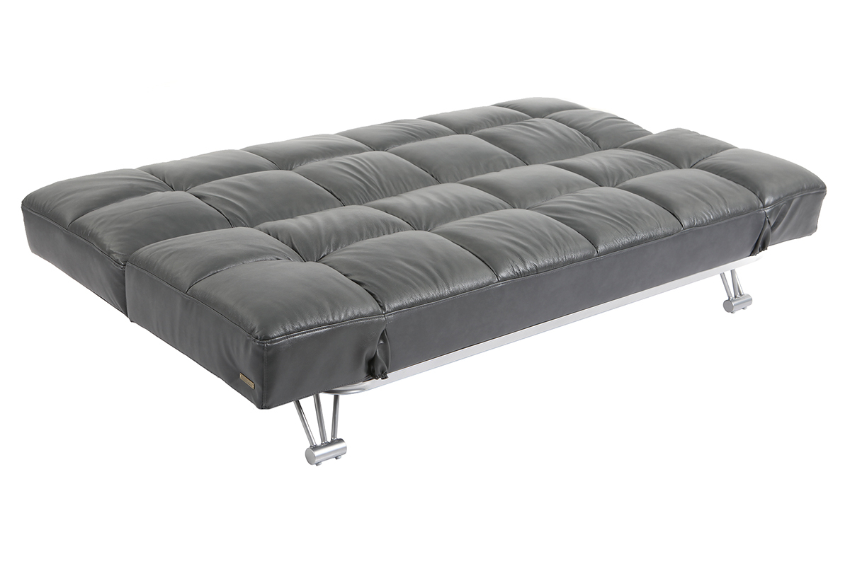 Sof cama diseo en cuero de vaca gris MANHATTAN