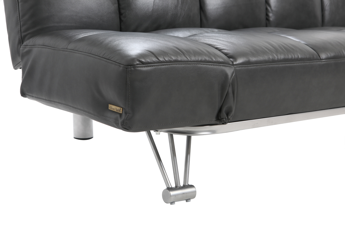 Sof cama diseo en cuero de vaca gris MANHATTAN