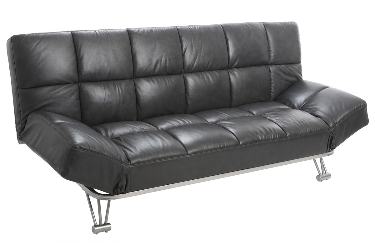 Sof cama diseo en cuero de vaca gris MANHATTAN