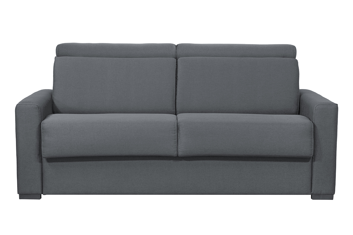 Sof cama gris antracita con colchn de 18cm y reposacabezas ajustables NORO