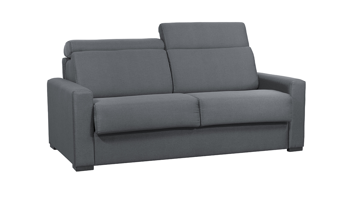 Sof cama gris antracita con colchn de 18cm y reposacabezas ajustables NORO