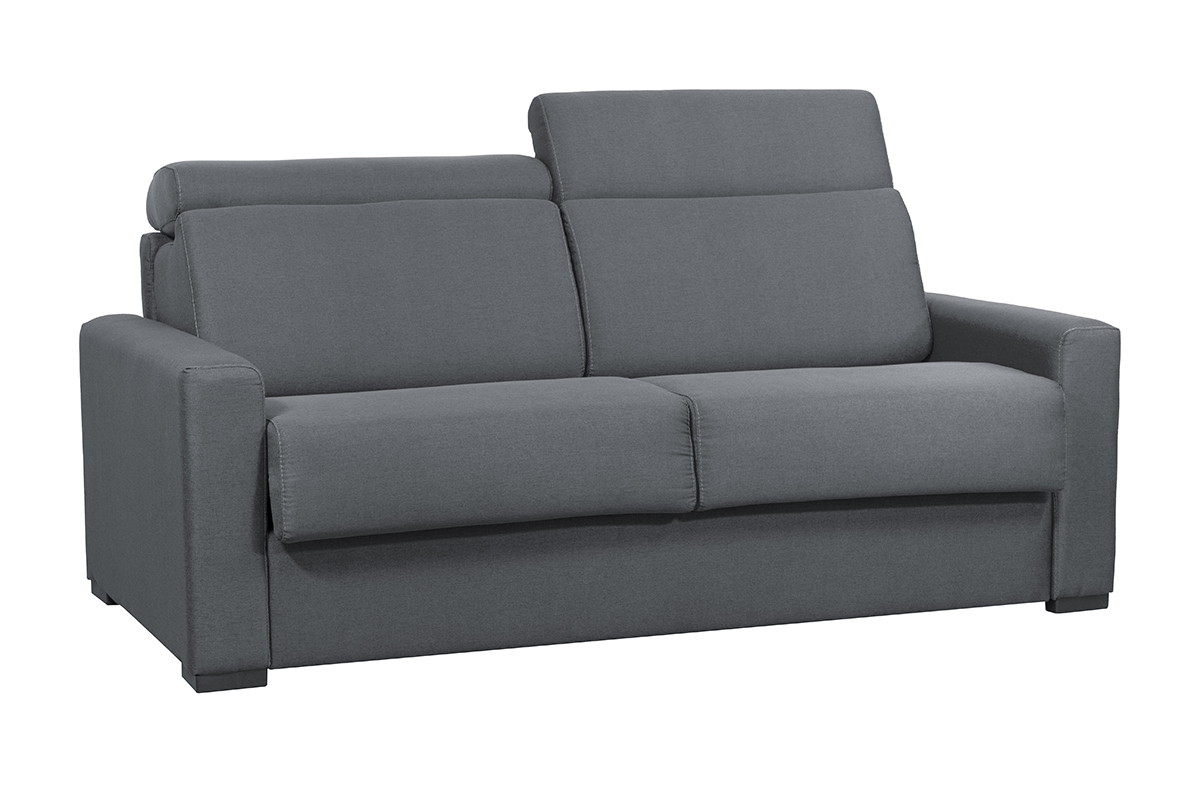 Sof cama gris antracita con colchn de 18cm y reposacabezas ajustables NORO