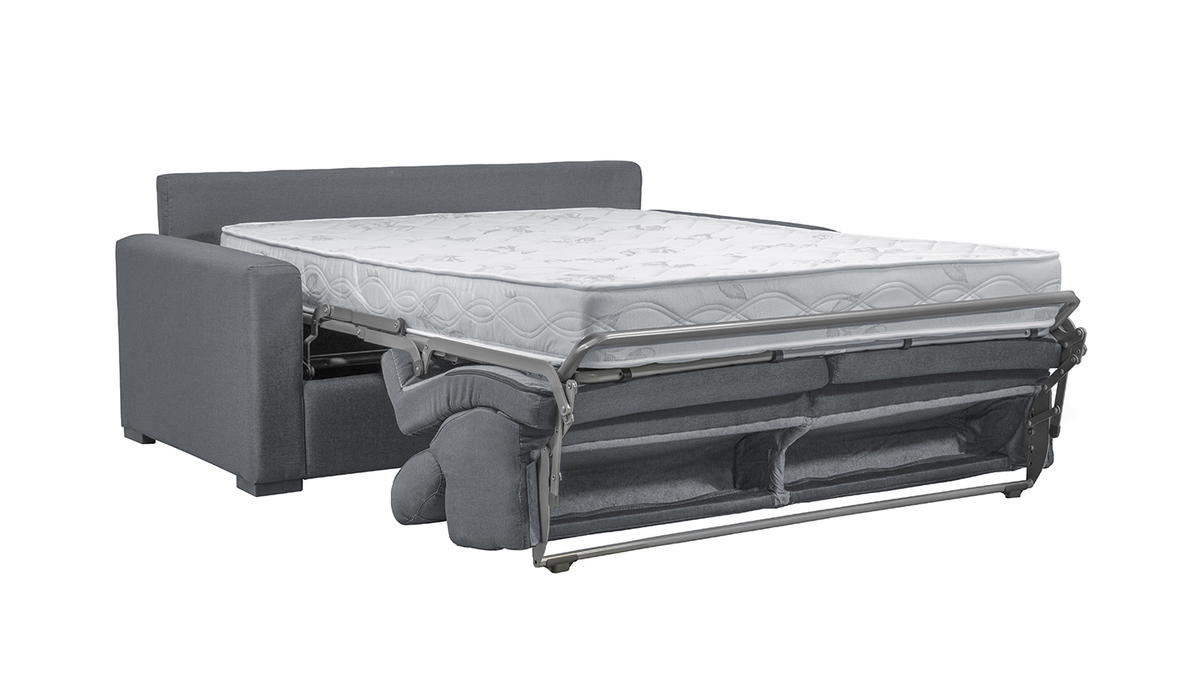 Sof cama gris antracita con colchn de 18cm y reposacabezas ajustables NORO