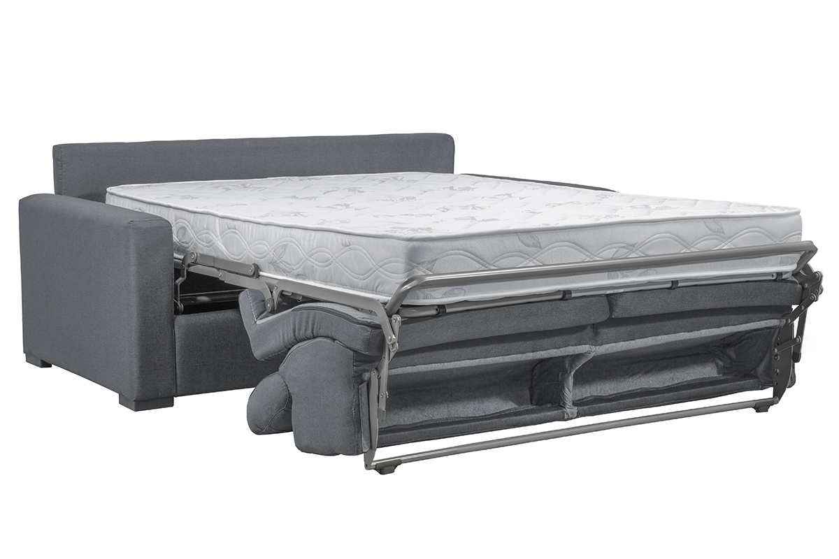 Sof cama gris antracita con colchn de 18cm y reposacabezas ajustables NORO