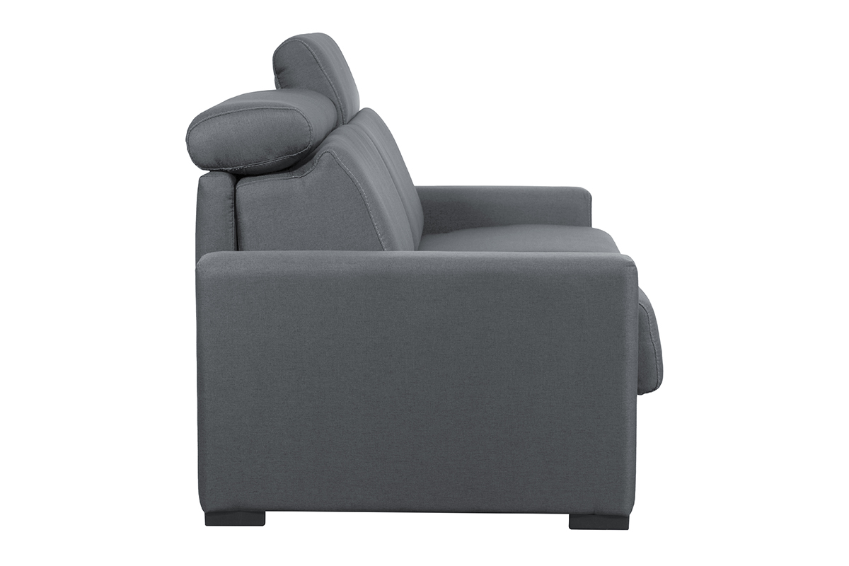 Sof cama gris antracita con colchn de 18cm y reposacabezas ajustables NORO