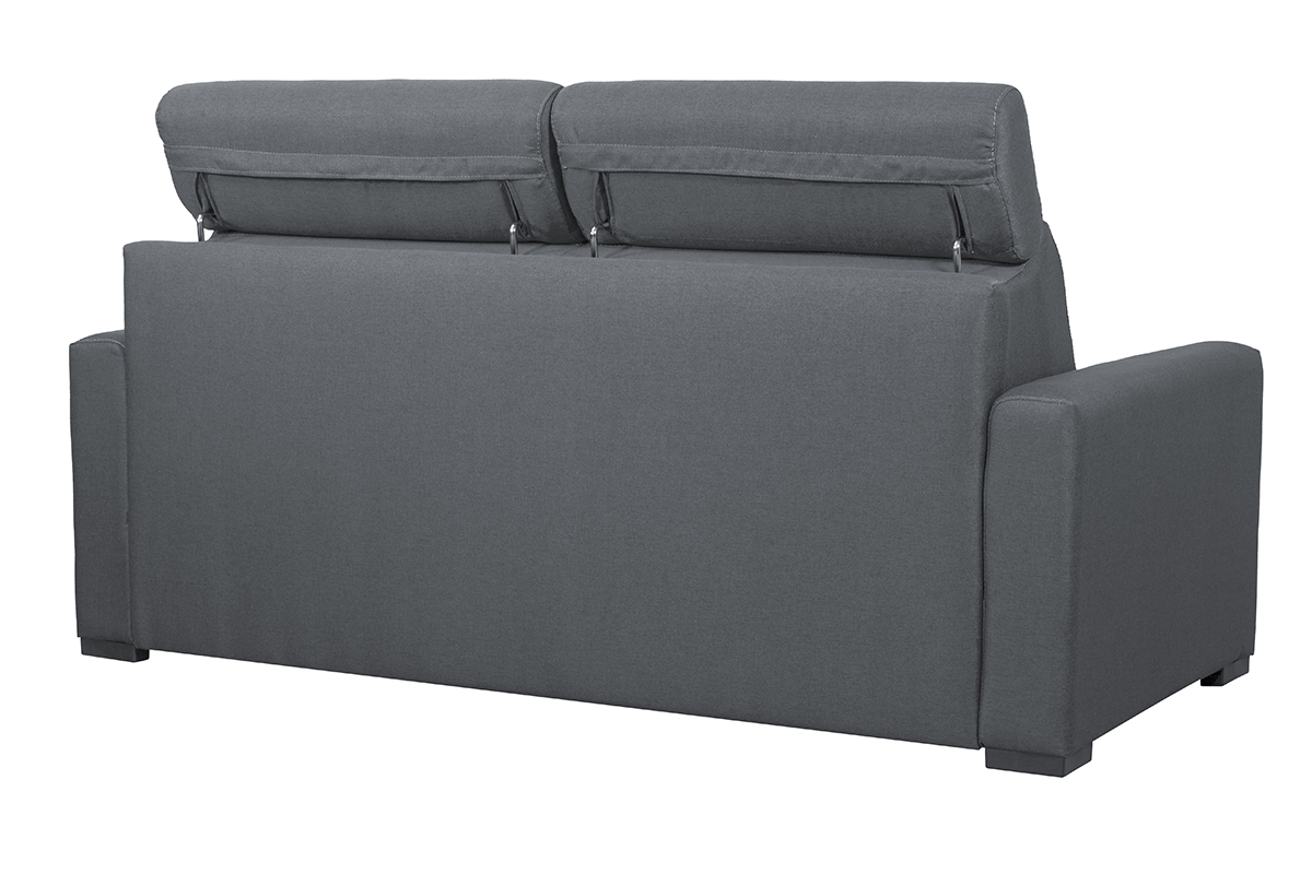 Sof cama gris antracita con colchn de 18cm y reposacabezas ajustables NORO