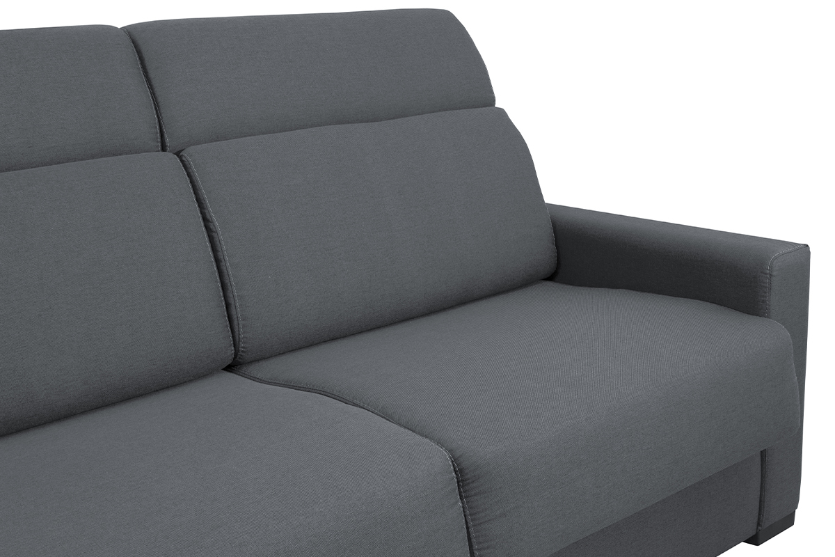 Sof cama gris antracita con colchn de 18cm y reposacabezas ajustables NORO