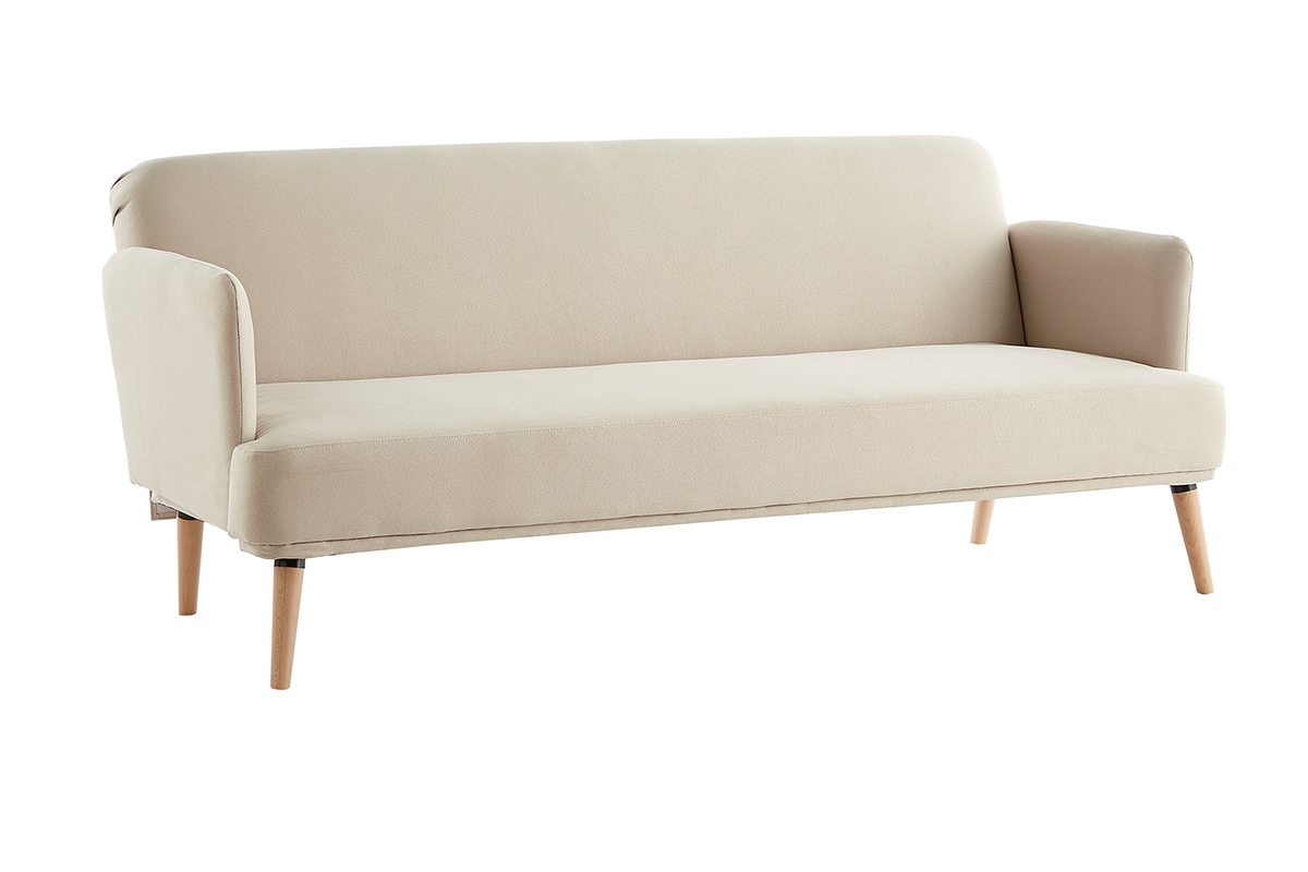 Sof cama nrdico 3plazas beige y madera clara JAGGER
