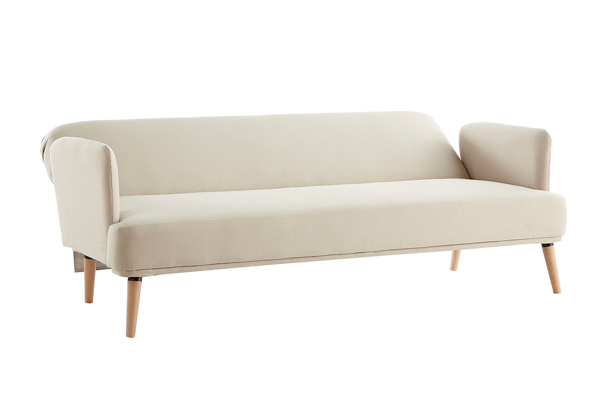Sof cama nrdico 3plazas beige y madera clara JAGGER