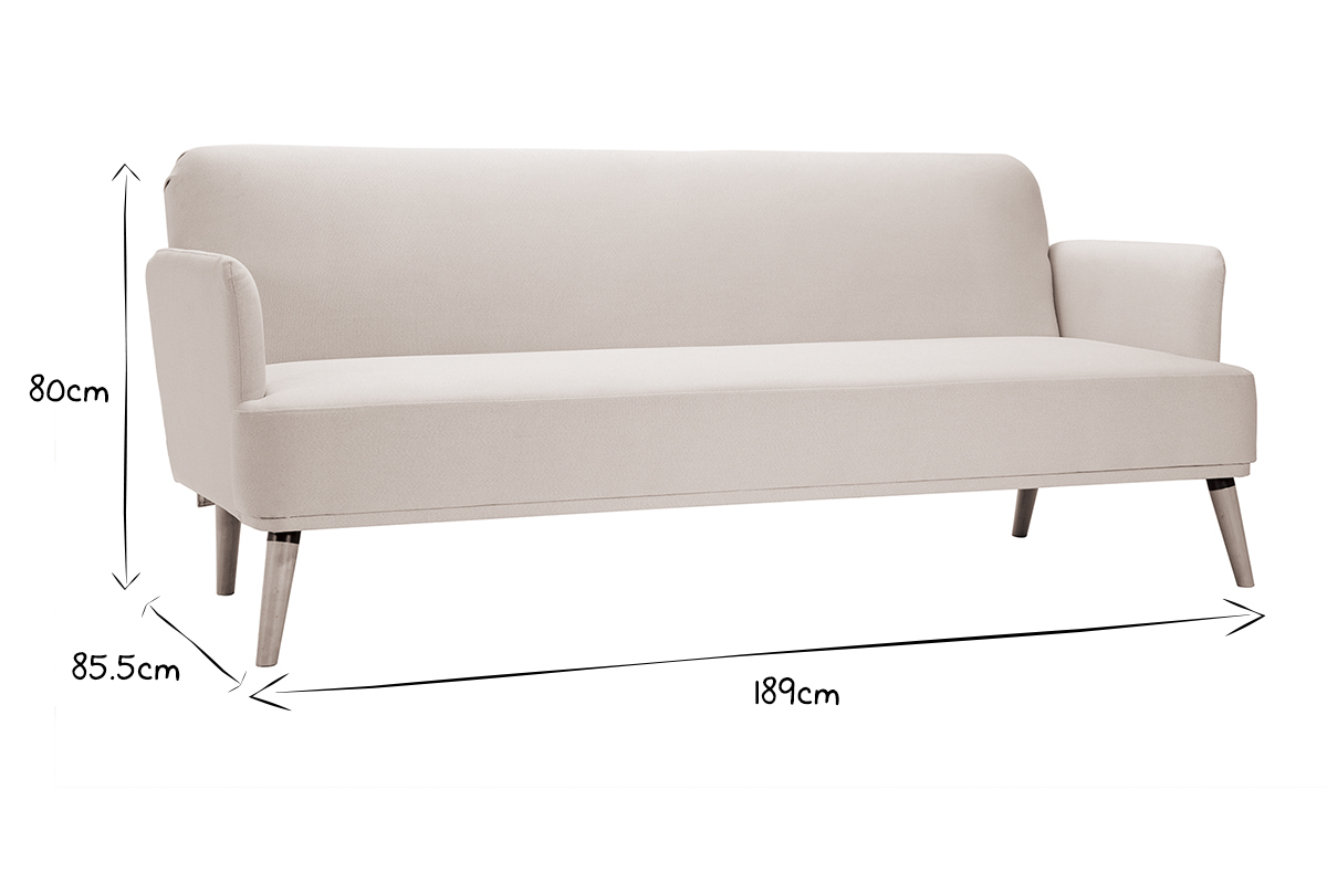 Sof cama nrdico 3plazas beige y madera clara JAGGER