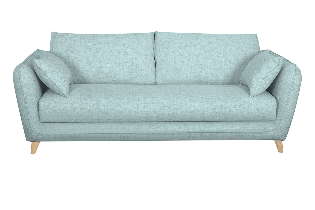 Sof cama nrdico 3 plazas de tela azul hielo con colchn de 10 cm CREEP