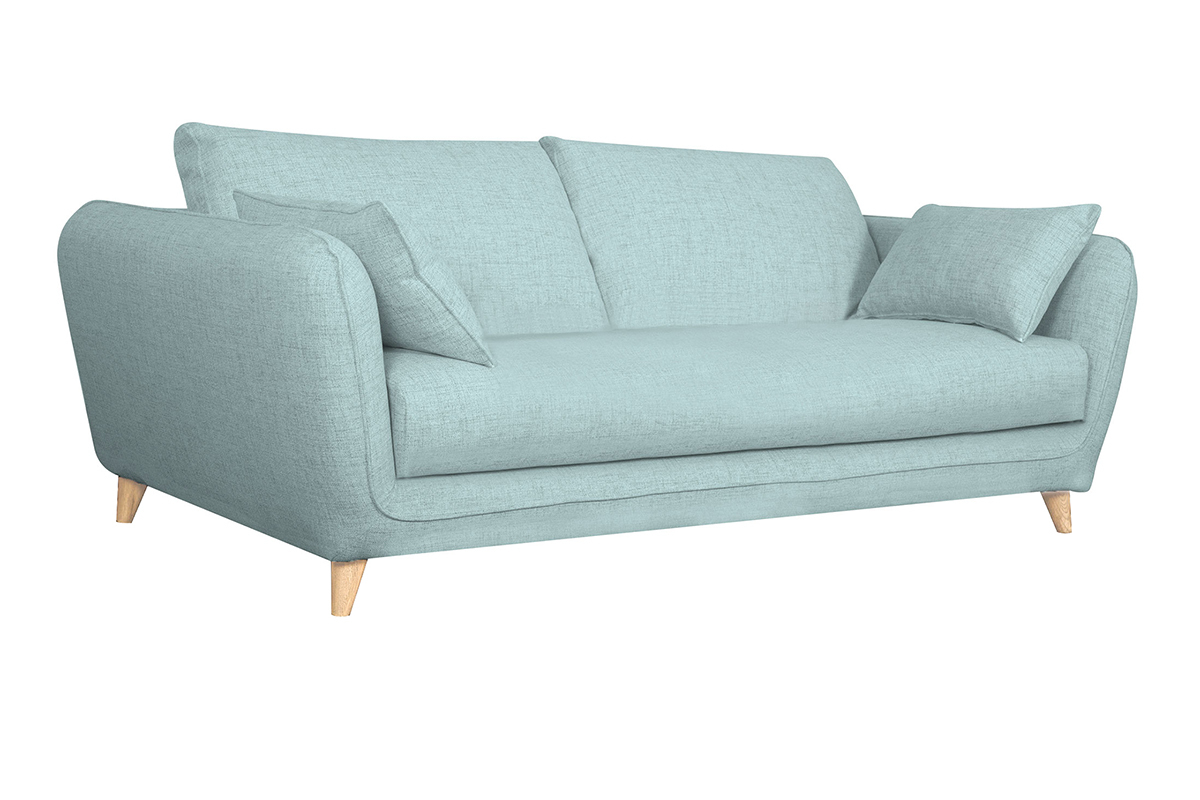 Sof cama nrdico 3 plazas de tela azul hielo con colchn de 10 cm CREEP