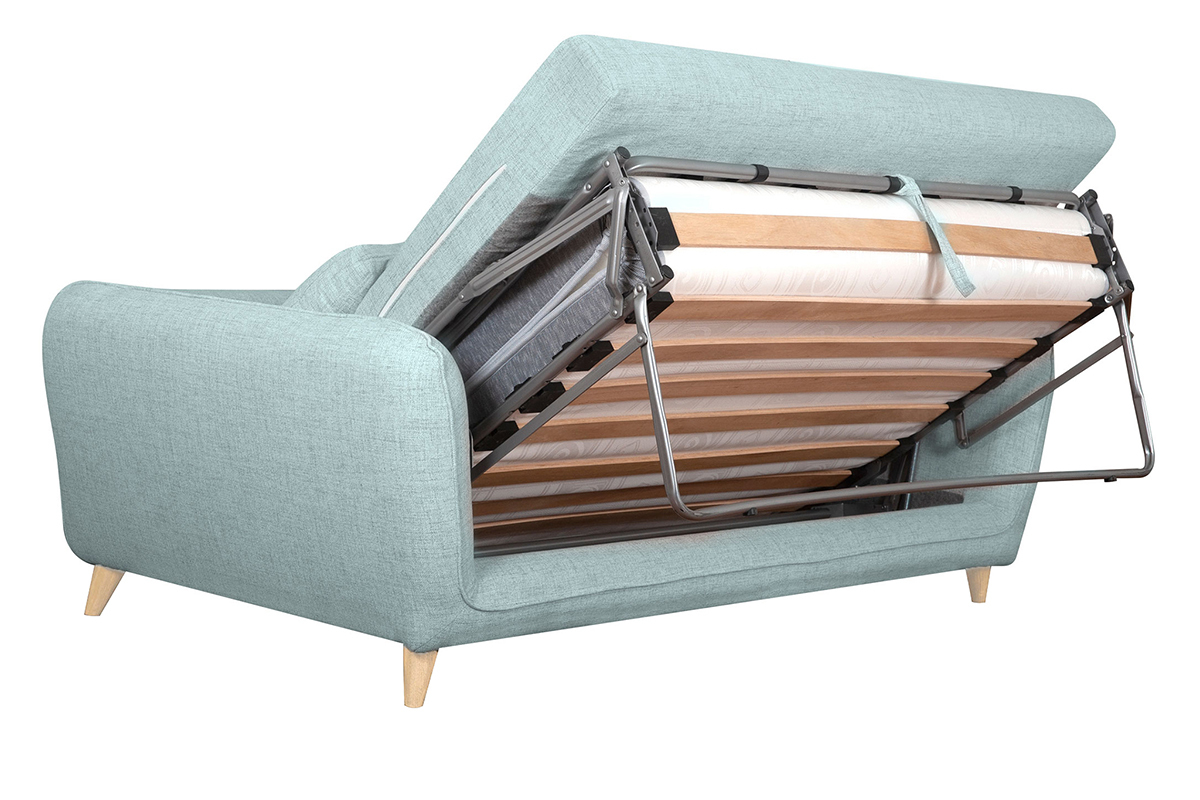 Sof cama nrdico 3 plazas de tela azul hielo con colchn de 10 cm CREEP