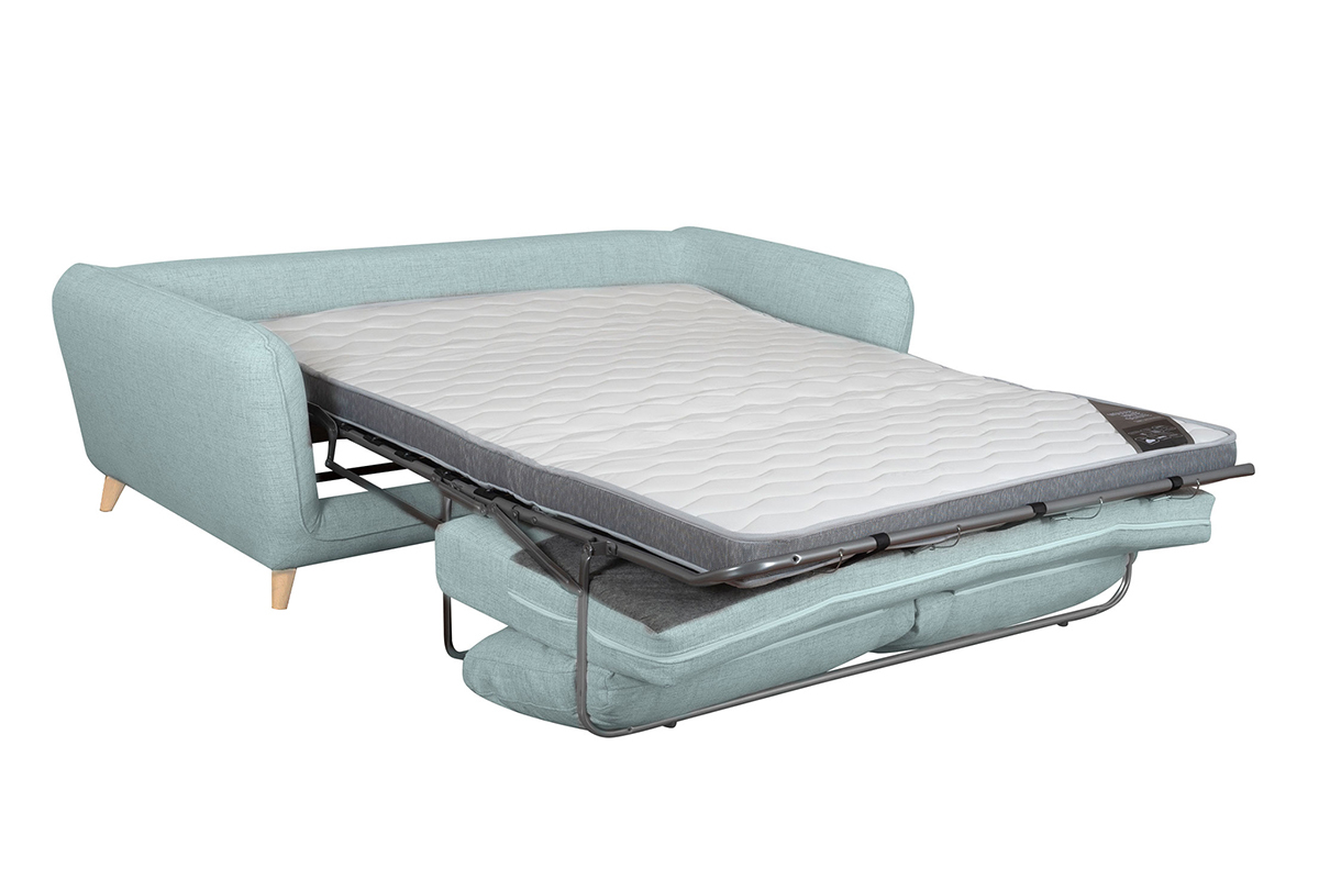 Sof cama nrdico 3 plazas de tela azul hielo con colchn de 10 cm CREEP