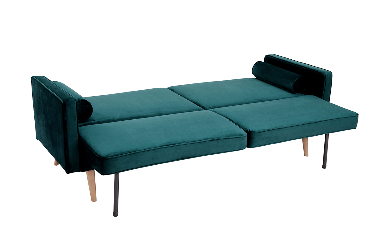 Sof cama nrdico 3plazas terciopelo azul petrleo MOORE