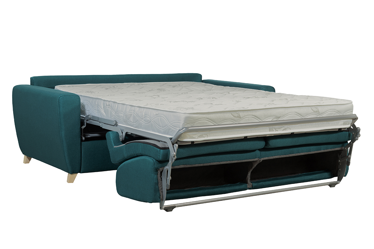 Sof cama nrdico azul petrleo con colchn de 18cm GRAHAM
