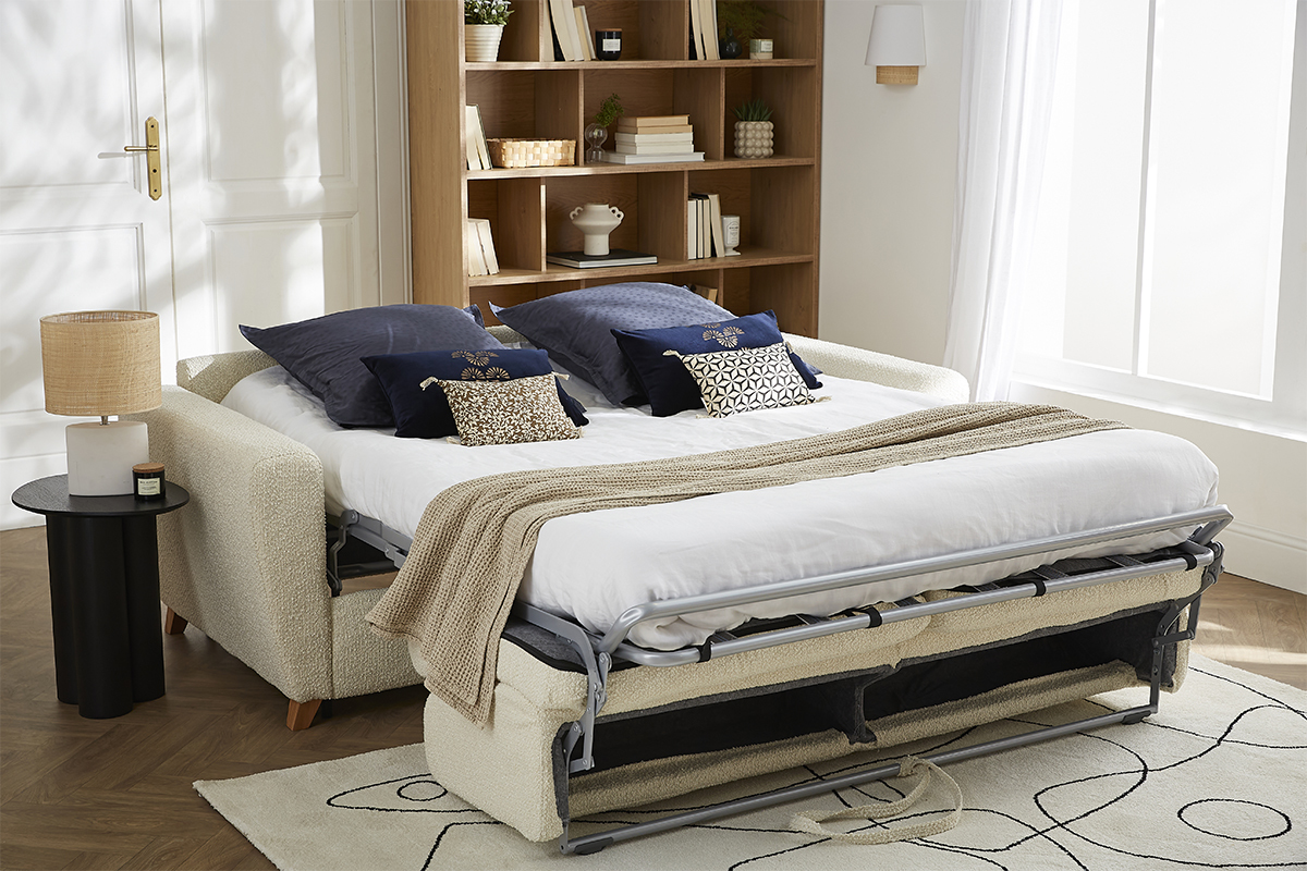 Sof cama nrdico con efecto borreguillo y colchn de 140 x 12 cm GRAHAM