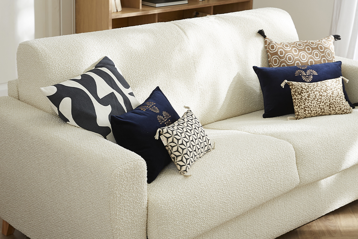 Sof cama nrdico con efecto borreguillo y colchn de 140 x 12 cm GRAHAM