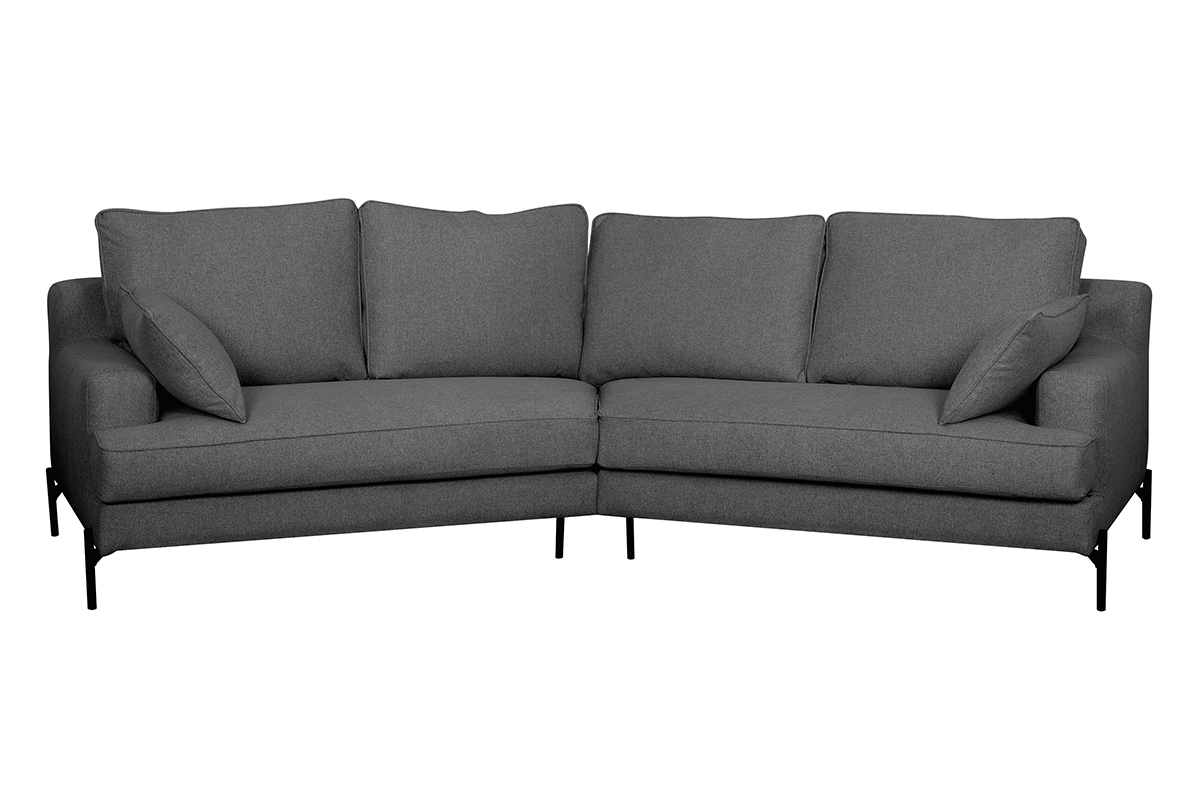 Sof chaise longue 5plazas gris antracita con patas de metal negro PUCHKINE