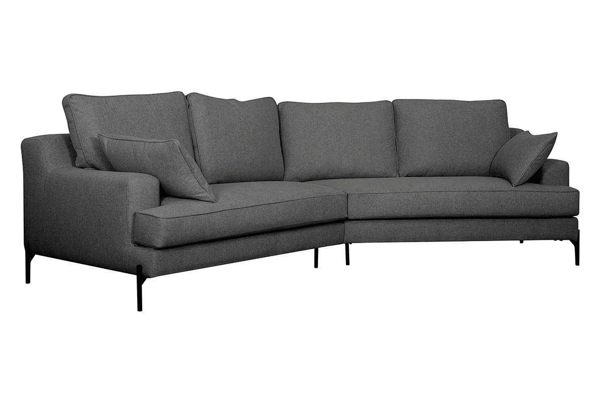 Sof chaise longue 5plazas gris antracita con patas de metal negro PUCHKINE