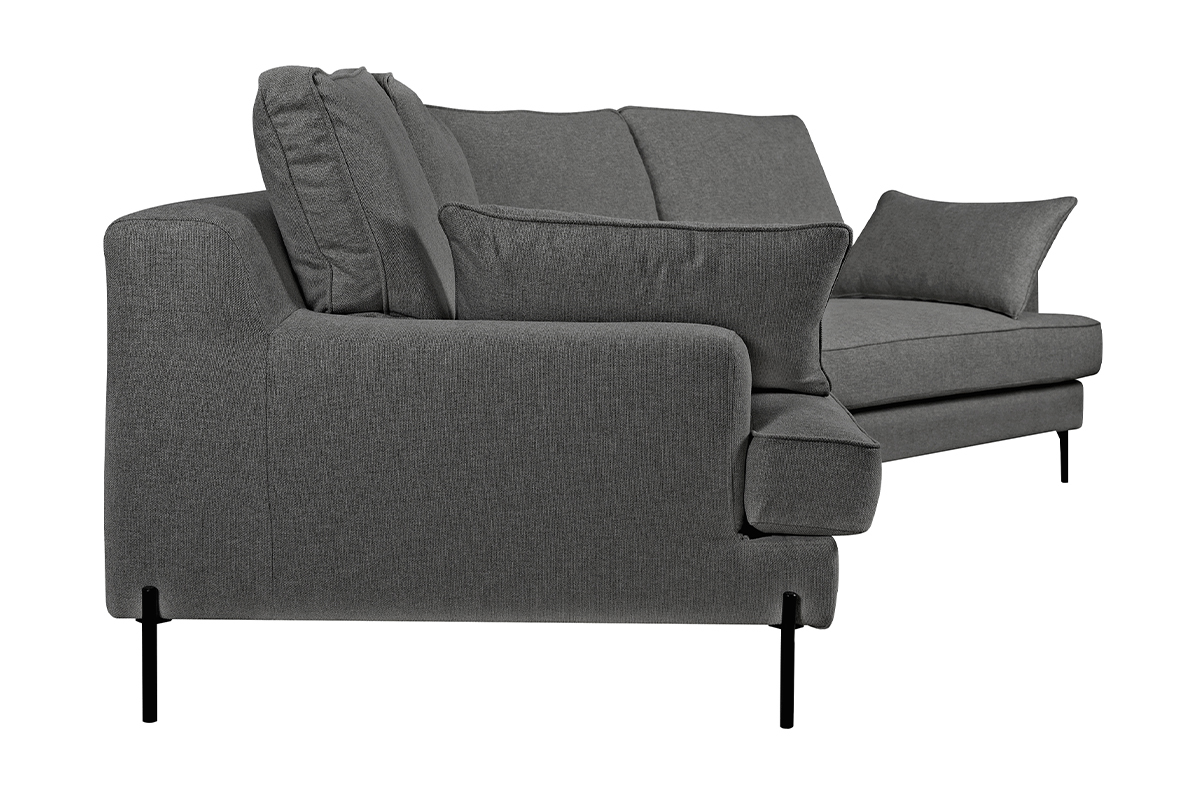 Sof chaise longue 5plazas gris antracita con patas de metal negro PUCHKINE