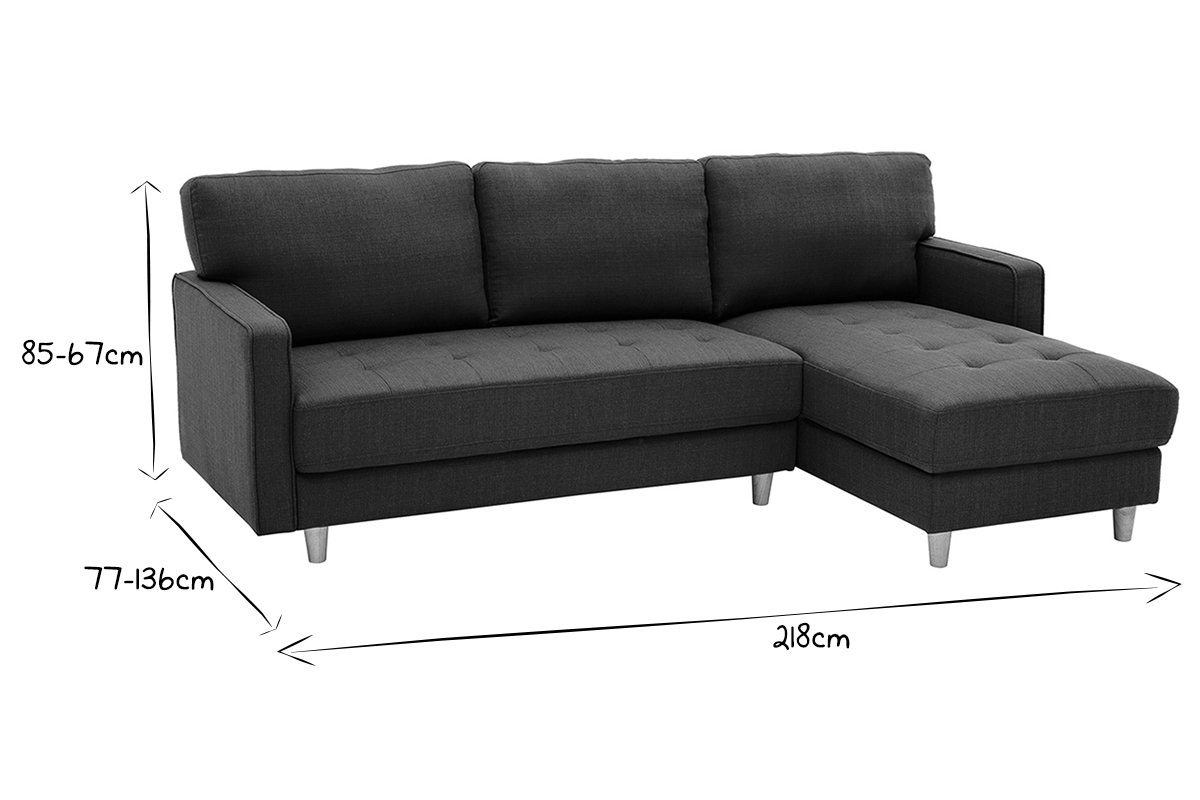 Sof chaise longue a la derecha de terciopelo acolchado azul petrleo y madera CUMBIA